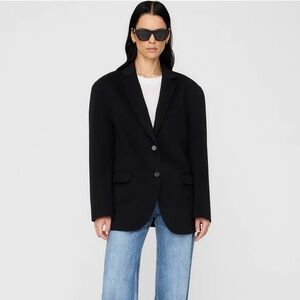 Anine Bing Quinn Wool Cashmere Oversize Black Blazer XS